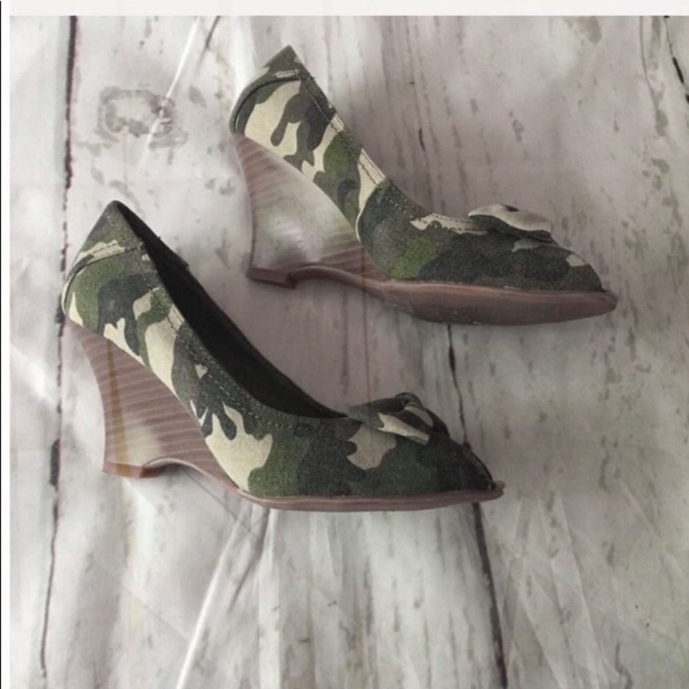 Gomax Camouflage Wedge Heels Shoes Size 7 - Picture 3 of 7